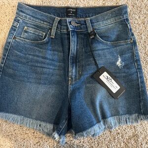 Just Black Frayed Hem Blue Jean Shorts